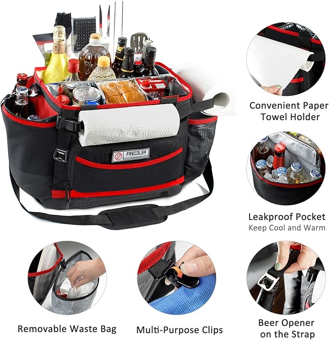 Large Grill Caddy with Hard Base - Blakstone BBQ Organizer, Picnic & Camping Utensil Caddy, Tailgating Essentials, Grill Gifts for Men