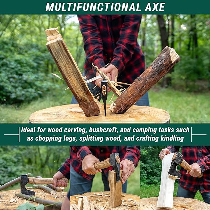 BeaverCraft Bushcraft Hatchet Wood Carving Axe AX6 - Forged Camping Axes & Hatchets - Wood Chopping Axe, Hand Gardening Axes for Splitting - Backpacking Hatchet