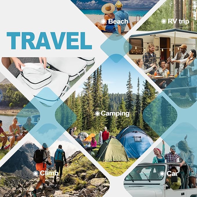 Gonex Compression Packing Cubes, 3pcs/4pcs Expandable Storage Travel Luggage Bags Organizers