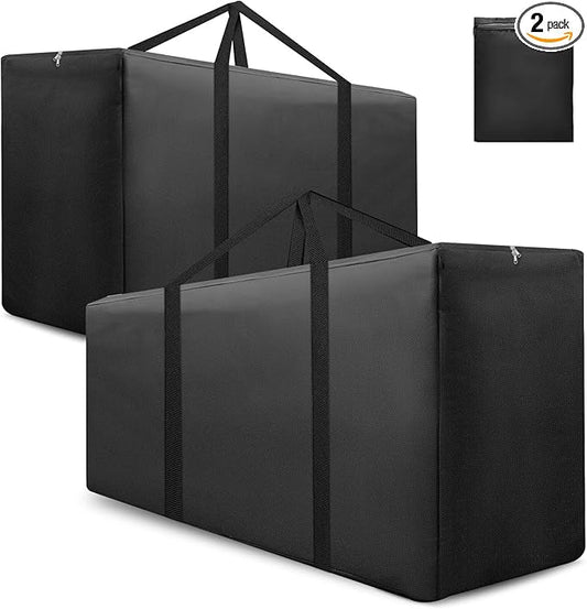 2 Pack Extra Large Patio Outdoor Cushion Storage Bag Waterproof 68" L x 30" W x 20" H Outdoor Cushion Furniture Storage Bag with Handle and Protective Zipper (Black, 2 Pack)