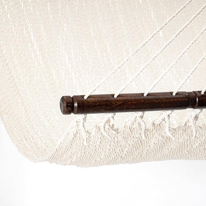 Lazy Daze Hammocks 10.5 FT Double 2 Person Caribbean Rope Hammock, Hand Woven Polyester Hammock with Spreader Bars, for Outside Outdoor Backyard Patio Poolside,450 LBS Capacity, Cream