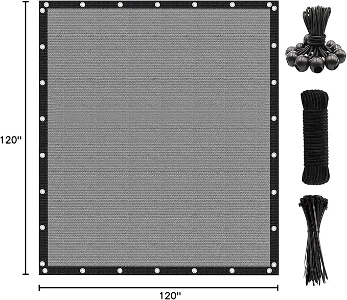 Artpuch 90% Sun Shade Cloth, 10 x 10 FT Pergola Shade Cover Canopy with Grommets, Sun Screen Fabric Tarp for Patio, Outdoor, Garden, Backyard, Light Grey