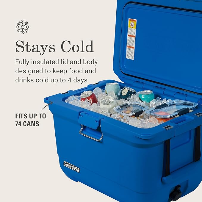 Coleman Pro Heavy-Duty, Neptune, 45qt Ultra-Light Premium Hard Cooler, Extra-Thick Insulation Keeps Ice up to 4 Days, 74-Can Capacity