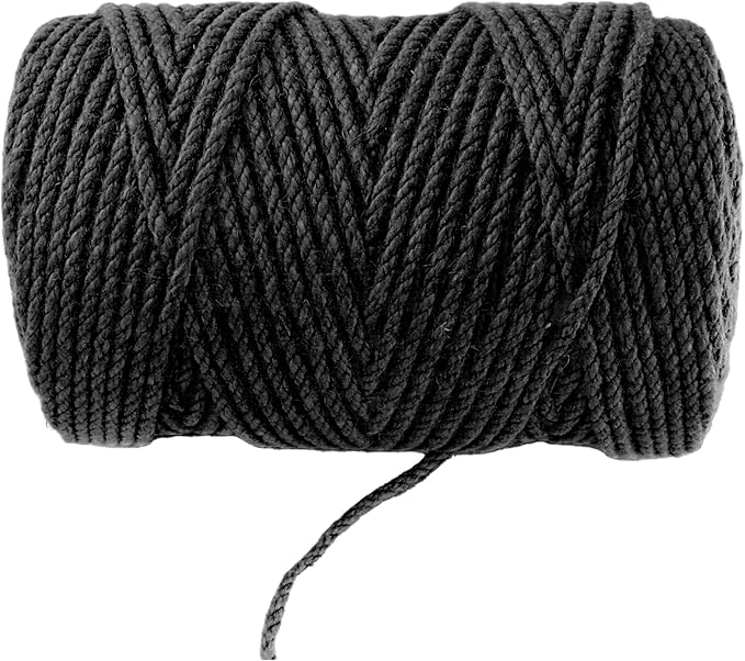 4mm x 300 Feet Black Jute Rope, Twine for Gardening Tomato Climbing Plant Tie Floristry Crafts Gift Wrapping Packing Decor