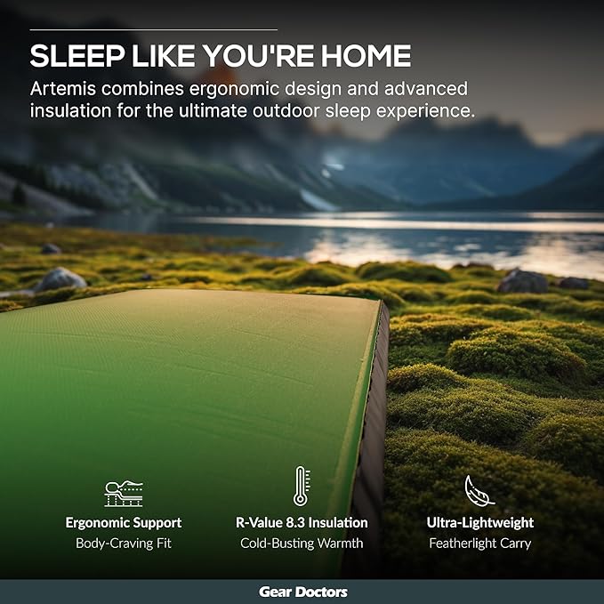 Gear Doctors Camping Pads Self Inflating Ultralight Apollo air 4.3-5.2 R Insulated Camping mats 1.5-3.3 in Must Haves Inflatable Foam air Sleep mat self Inflating air Mattress for Camping cot