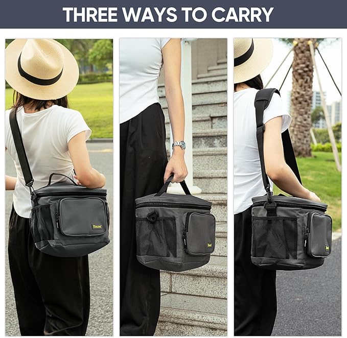 BALEINE Insulated Lunch Bag for Men Women, 15 Can Leakproof Cooler Bag with Adjustable Shoulder Strap for Work Picnic, Lunch Box for Women Men (Medium, Grey)