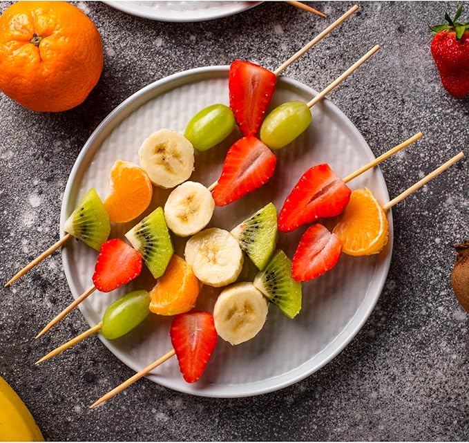 1000 PCS Bamboo Skewers, 10 Inch Wooden Skewer for Appetizers, Fruit, Kebabs, Grilling Barbecue, Mini Burger, Sausage, Cocktail Picks for Drinks, Long Toothpicks, Food Sticks Natural, Kitchen Gadget