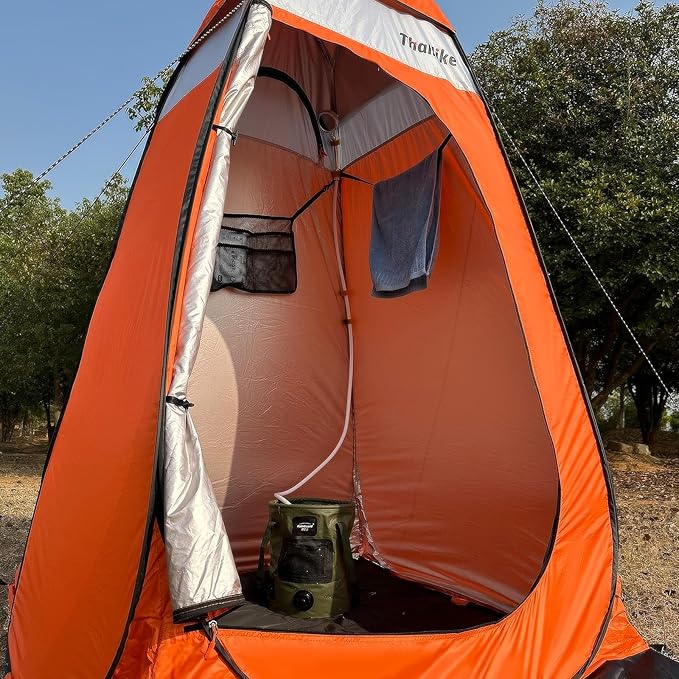 Upgrade Pop Up Privacy Shower Tent 55" x 55" x 83", Portable Camping Shower Tent, Camping Toilet Changing Room with Rain Shelter & Extended Floor Mat, Dressing Room for Camping and Beach