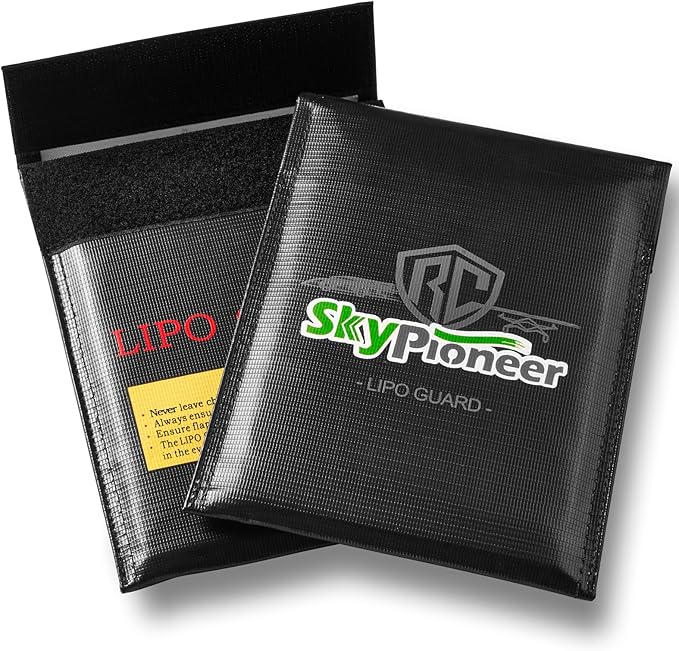 2 Pack Lipo Safe Bags, Fire Retardant Lipo Battery Bag, 6.9''x9'' Black, Fireproof Explosion-proof Sack for Charging and Storage
