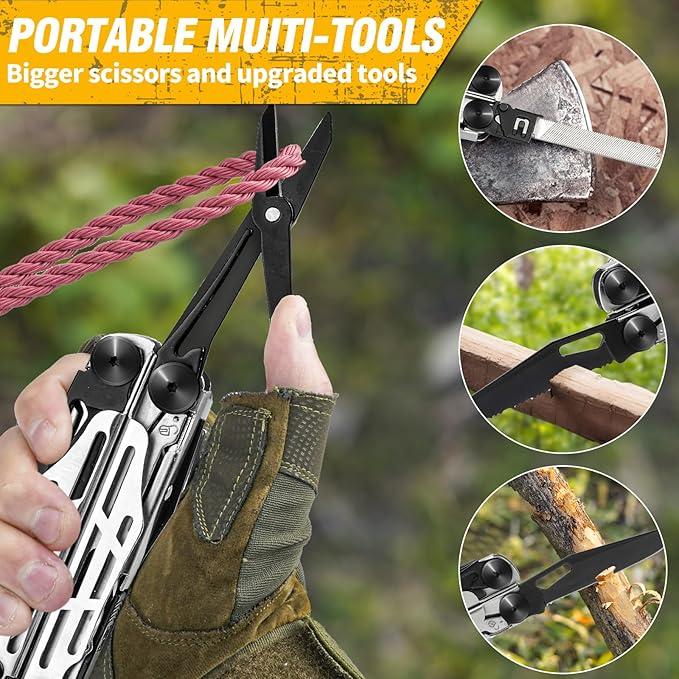 BIBURY Multitool Pliers Pro BI2045, Stainless Steel 31-in-1 Multi Tool Pliers with Replaceable Wire Cutters and Saw,Foldable Multitools with Scissors and Screwdriver, Ideal for Camping,Survival,Repair