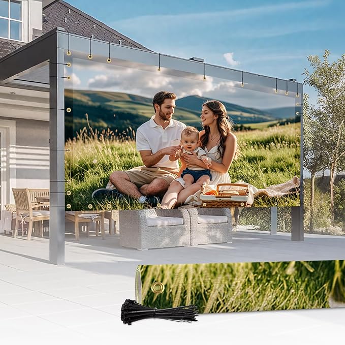 Artpuch Custom Design Backdrop Screen for Gazebo, Full-Color Printed Shade Cloth with UV Protection, PVC Sun Shade Cover for Pergola, Patio, Outdoor, Backyard, Garden, Balcony