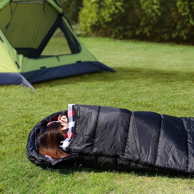 Flannel Sleeping Bag Cotton 0 Degree Cold Weather for Adults XXL Sleeping Bag 4 Season Big and Tall with Compression Sack