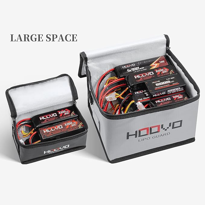 HOOVO Lipo Bag Fireproof Explosionproof Lipo Battery Safe Bag LiPo Guard Safe Bag for Lipo Battery Storage and Charging with Double Zipper