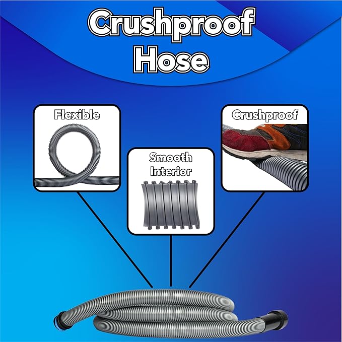 Cen-Tec Systems 95281 20 Ft. Home and Shop Vacuum Hose with Expanded Multi-Brand Power Tool Dust Collection Adapter Set and Full Attachment Kit, Black