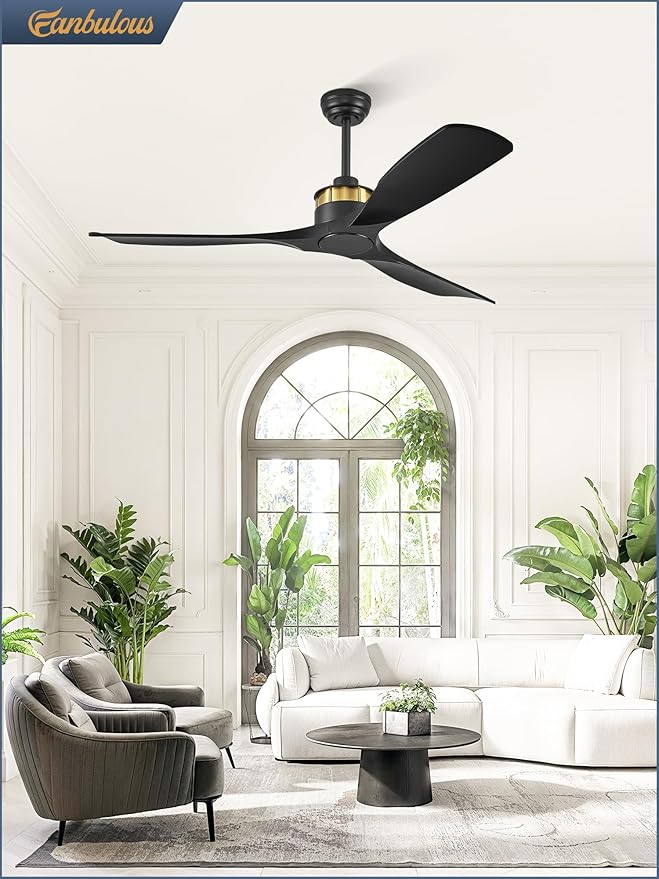 52" Ceiling Fans without Lights, Flush Mount Ceiling Fan with Remote Control,Modern Outdoor Ceiling Fans with 2 Downrods 6-Speeds Reversible DC Motor for Patio Bedroom Living Room