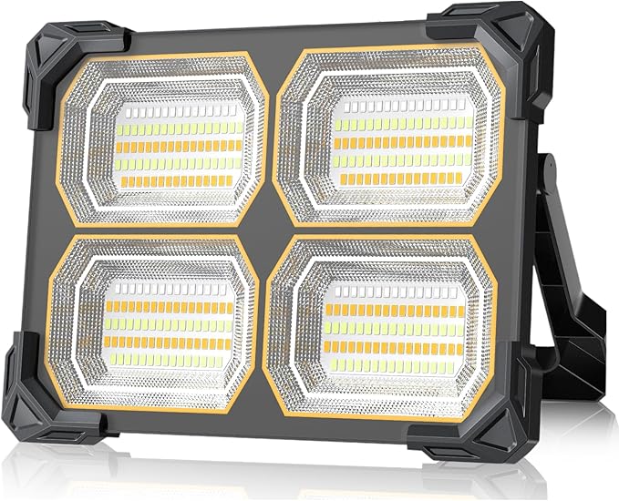 200W Led Work Light Rechargeable,20000MAh Solar Portable Light, 20000LM Magnetic Work Lights, 326 Led Battery Work Lights with Stand 5 Lights Modes IP66 Waterproof for Outdoor Camping Car Repairing