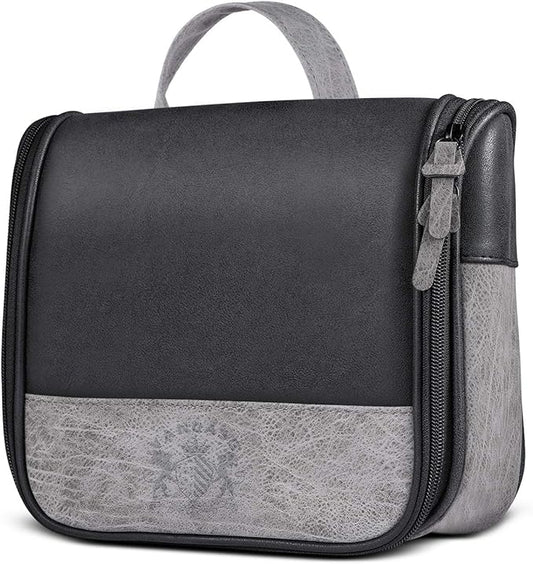 Hanging Toiletry Bag for Men VANCASE Vintage Leather Shaving Dopp Kit Medium Waterproof Travel Bathroom Bags Portable Shower Organizer