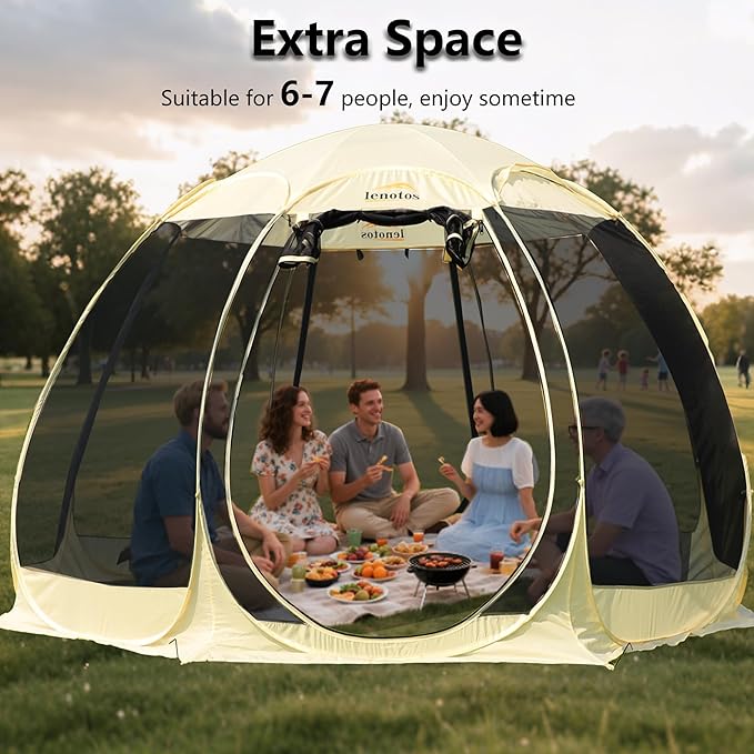 Pop Up Screen House, 12.5'x12.5' Outdoor Screen Tent for Camping, Screened Gazebo with Mosquito Netting, Carry Bag