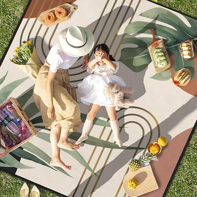 Extra Large Picnic Outdoor Blanket 80''x80'' Waterproof and Sandproof Picnic Mat for Beach Foldable Camping Accessories for Grass Lawn Park