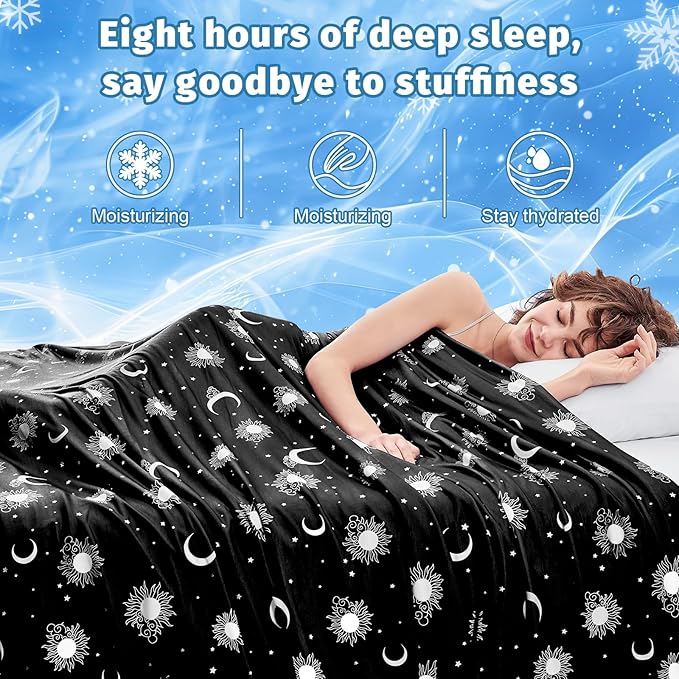 inhand Cooling Blanket Twin Size (60"x80") - Cooled Blankets for Hot Sleepers Lightweight Breathable Summer Blanket for Sleeping Night Sweats to Keep Cool in The Heat -Midnight Black