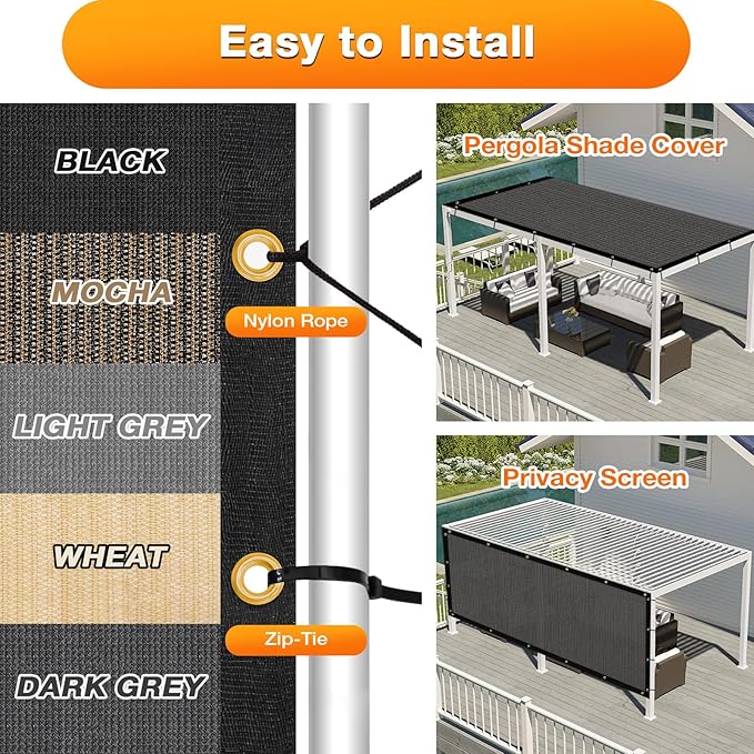 Artpuch Outdoor Pergola Shade Cover 6x18 FT Sun Shade Cloth with Grommets Dark Grey 90% UV Protection Canopy Patio Privacy Screen (Customized Available)