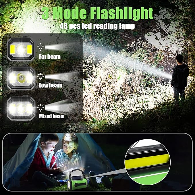 Hand Crank Emergency Radio, 10000mAh Solar Powered NOAA/AM/FM Weather Radio with Multi-Function LED Flashlight and Cell Phone Charger for Indoor/Outdoor Emergencies