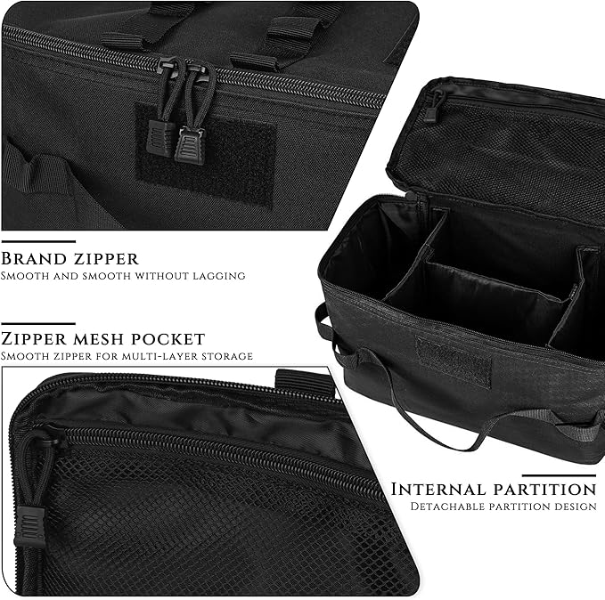 Camping Storage Bags, Utility Tote Bag for Campings Cookware Organizer, Trunk Organizer with Shoulder Strap,Outdoor Garden Tool Bag for Camping, Travel, Picnic, Garage Trunk (Black)