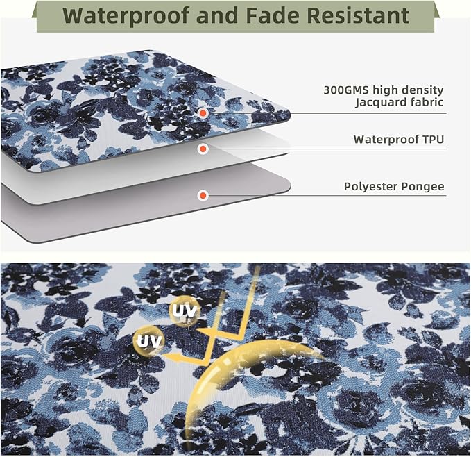 Favoyard Outdoor Seat Cushion 24 x 24 x 4 in Waterproof Pattern Fade Resistant Cover Removable Patio Furniture Cushions Deep Seat & Back Cushion Set with Adjustable Straps for Patio Chair Sofa Couch