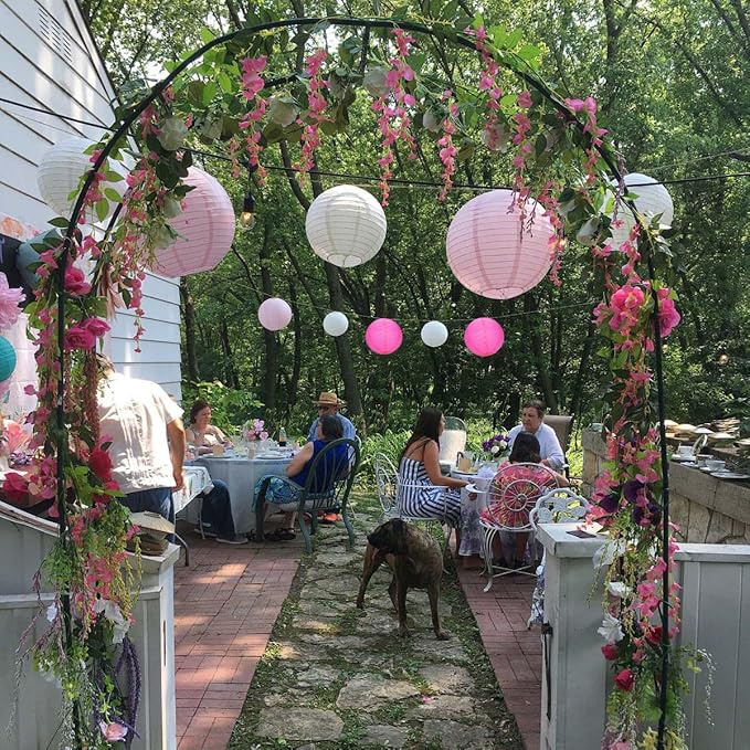 10Pcs 16 Inch Round Paper Lanterns for Home Decor, Restaurant, Church, Wedding, Birthday Party Decorations, Hanging Chinese Japanese Paper Lantern Lamps (Pink Series)