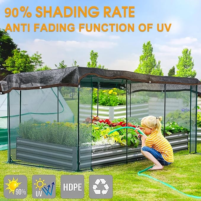 90% Black Shade Cloth for Patio, 4x8 FT Mesh Tarp Sun Shade Cloth with Grommets, Sun Protection Sail for Garden Greenhouse Pergola Barns Kennel Patio Outdoor Neting Cover