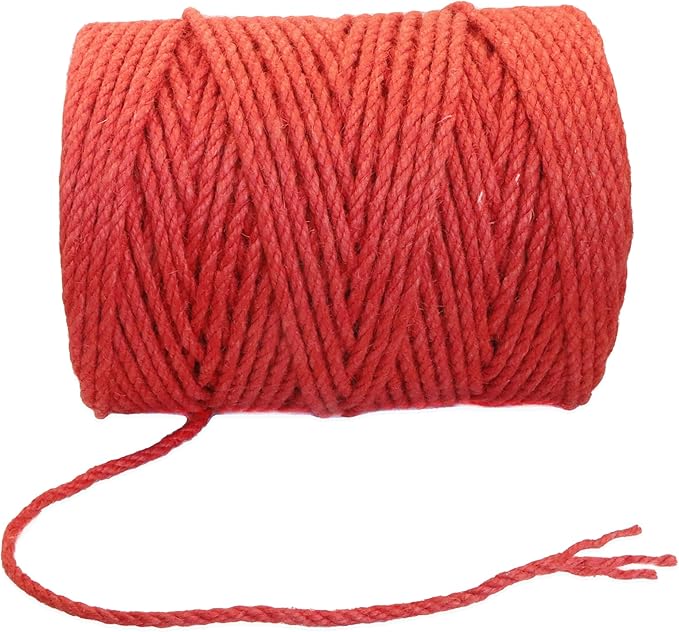 4mm x 400 Feet Red Jute Rope, Twine for Gardening Tomato Climbing Plant Tie Floristry Crafts Gift Wrapping Packing Decor