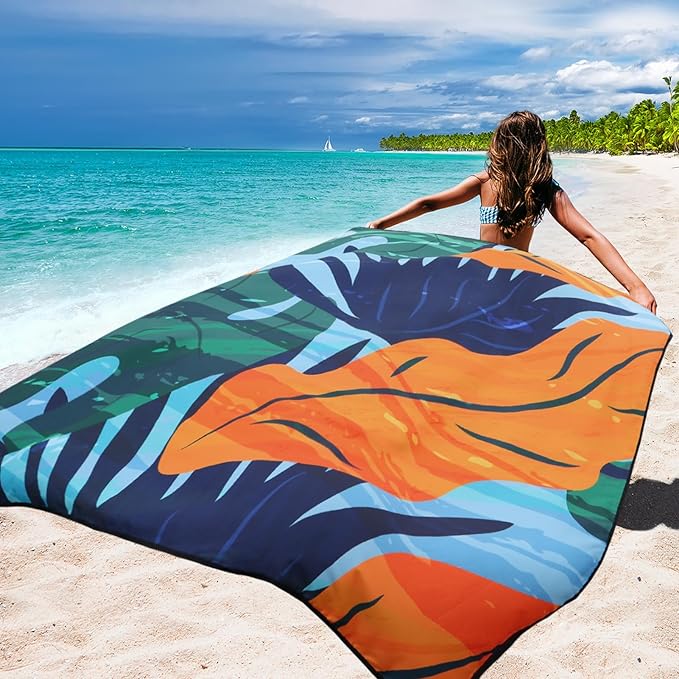 Beach Blanket Waterproof Sandproof Extra Large Beach Mat 79" X 83"/120"x108"for 1-8 Adults Quick Drying Durable Outdoor Picnic Mat for Beach Travel Camping Hiking
