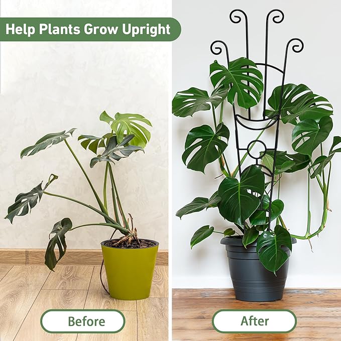 32.6in Plant Trellis for Climbing Plants Indoor, Expandable Large Metal Trellis for Potted Plants, Heavy-Duty Tall Pothos Plant Climber Support for Ivy Pothos Hoya Monstera, 2P