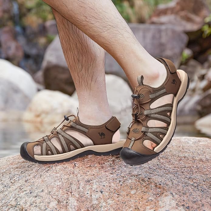 CAMELSPORTS Men's Hiking Sandals Closed Toe Outdoor Beach Sandal Waterproof Sport Fisherman Sandals Water Shoes