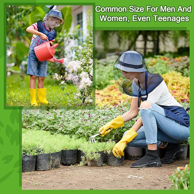 HESTYA 4 Pack Mosquito Head Net Face Mesh Protecting Net for Outdoor Hiking Camping Climbing Mosquito Fly Insects Preventing(Blue)