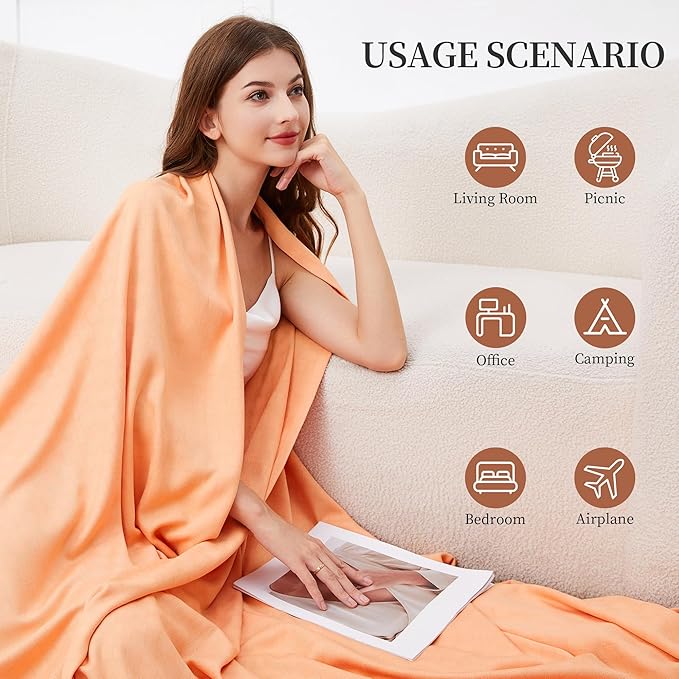 AmyHomie Cooling Blanket Queen Size, 100% Rayon Derived from Bamboo, Cool Summer Blanket for Hot Sleepers Soft Comfy Lightweight Checkered Blankets for All Seasons(Tangerine Pink, 90”x90”)