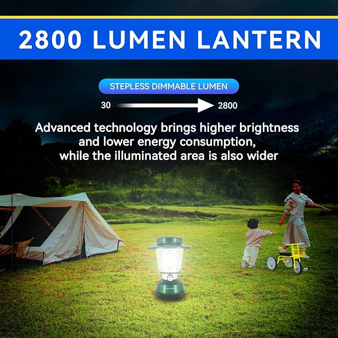 Durapower Rechargeable Camping Lantern,2800 Lumen Super Bright LED Camping Lantern, 5400 mAh Power Bank, IP44 Waterproof, 20 Hours, Portable Lantern for Hurricane, Power Outages