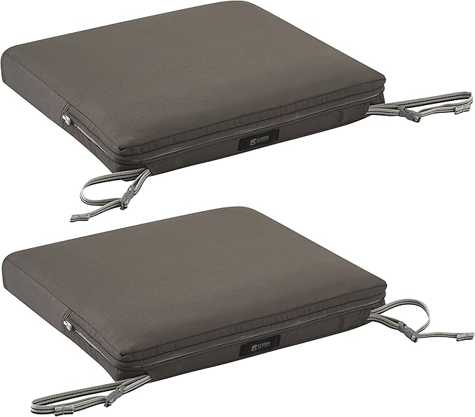 Classic Accessories Ravenna Seat Cushion, 17"W x 15"D x 2"Thick, Dark Taupe