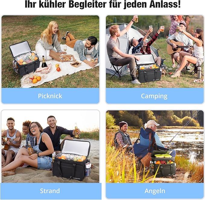 Insulated Cooler Bag 48/75 Cans, Soft Sided Portable Lunch Bag Coolers w/Zippered Top, Leak Proof PVC Interlayer, 5-Layer Insulation Large Ice Chest Bag for Travel, Camping, Beach, Picnic