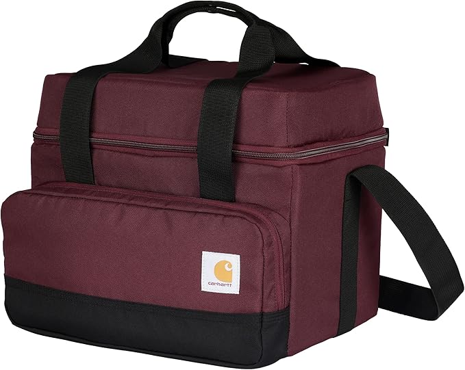 Carhartt Insulated Two Compartment Cooler, Durable Water Repellent Material W/Front Zippered Pocket for Camping, Beach & Travel