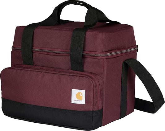 Carhartt Insulated Two Compartment Cooler, Durable Water Repellent Material W/Front Zippered Pocket for Camping, Beach & Travel