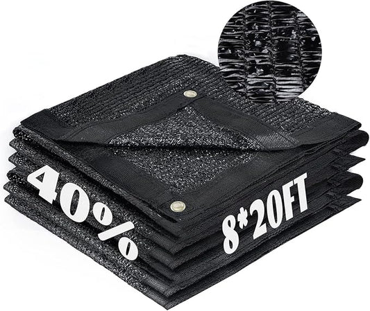 Cool Area 40% Sun Shade Cloth Mesh Tarp with Grommets for Plant Cover 8x20ft Patio Canopy Garden Pergola Blackhouse Car Barn Kennel Black