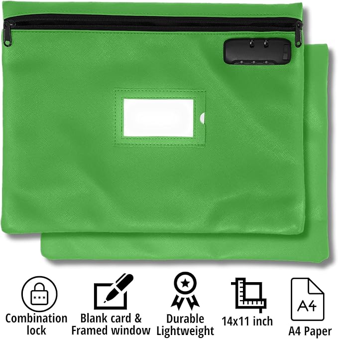 GreenZipper Notary Supplies Bag | 14x11 inch | Locking Document Case for Notary Kit, Stamp, Embosser, Ink Pad, and Valuables