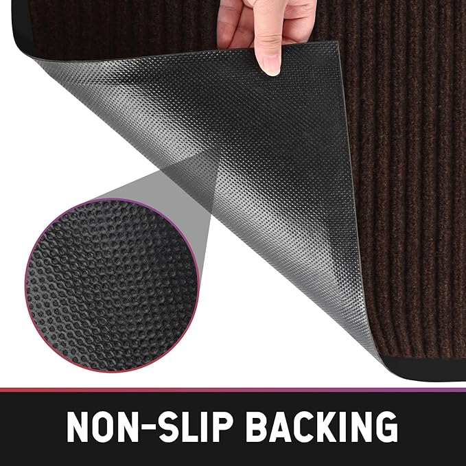fani 2 PCS Heavy Duty Large Outdoor Indoor Entrance Doormat Brown Waterproof Low Profile Entrance Rug Front Door Mat Patio Anti-Skid Rubber Back, 31x47 inch (Brown)