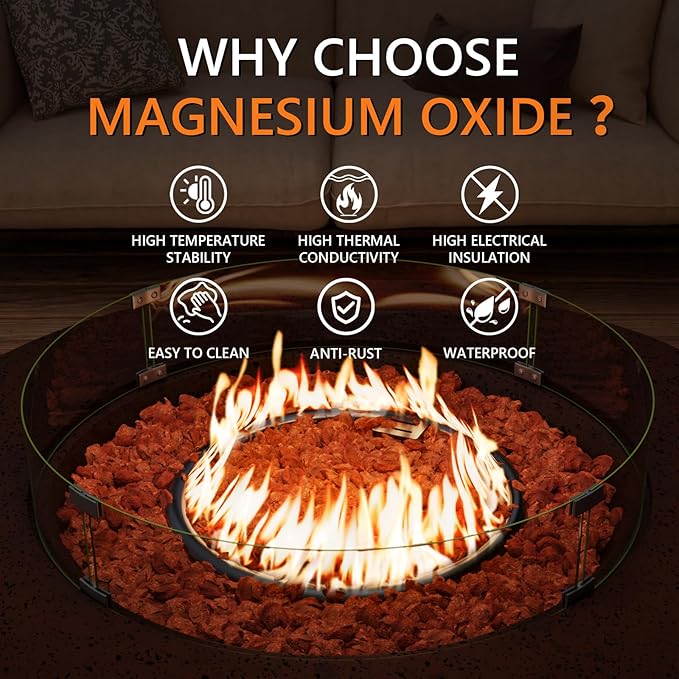 COSIEST 42 inch Outdoor Propane Fire Pit Coffee Table w Concrete Round Base Patio Heater, CSA Certified, 50,000 BTU Stainless Steel Burner, Free Lava Rocks, Wind Guard, Rain Cover