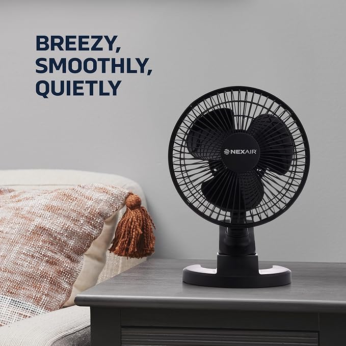 6-Inch Portable Desk or Clip-on Fan with Two Quiet Speeds - Small Personal Cooling Fan for Desk, Home, Bedroom and Office, 180° Adjustable Tilt up- down 360° Rotation, Strong wide Clamp Grip