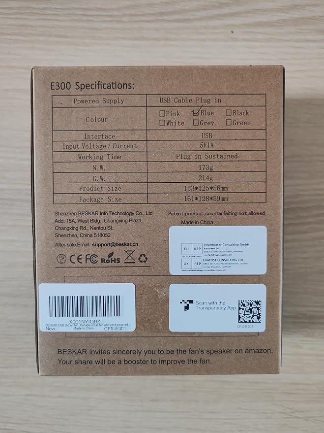 BESKAR Small Clip on Fan, 3 Speeds USB Fans with Strong Airflow, Clip & Desk Fans USB Plug in with Sturdy Clamp - Ultra Quiet operation for Office Dorm Bedroom Stroller