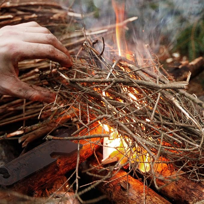 BBTO Striker Scraper Ferrocerium Rod Scraper Steel Ferrocerium Rod Striker Flint Fire Starter with Keychain Ring for Survival Drilled, Emergency, Camping, Backpacking, Hiking, Bush-Craft