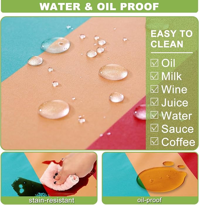 Fitted Picnic Table Cover with Bench Covers Waterproof Elastic Edges Rectangle Patio Tablecloth Outdoor Camping Essentials Stuff Rv Accessories Summer Trip Travel Supplies Party Camper Gifts, 8 ft