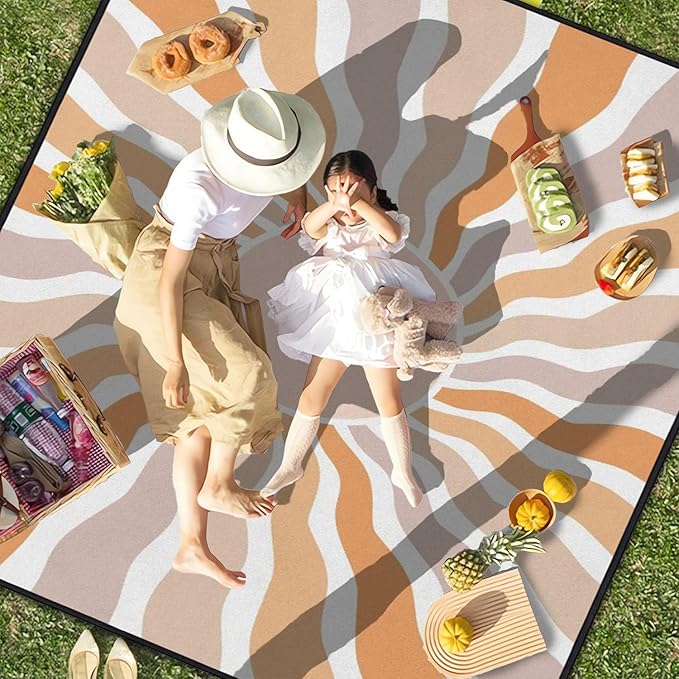 Extra Large Picnic Outdoor Blanket 60''x80'' Waterproof and Sandproof Picnic Mat for Beach Foldable Camping Accessories for Grass Lawn Park